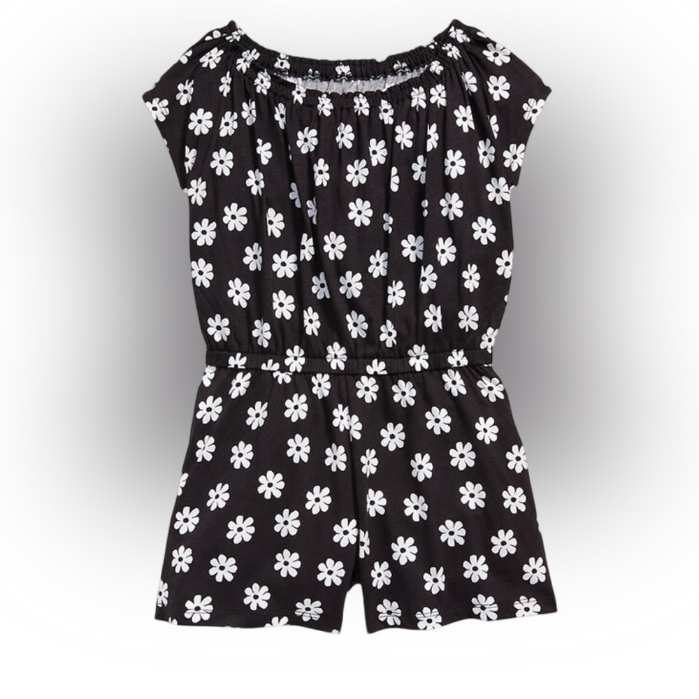One Piece Cinched Waist Flower Print Shorts Romper Spring Summer